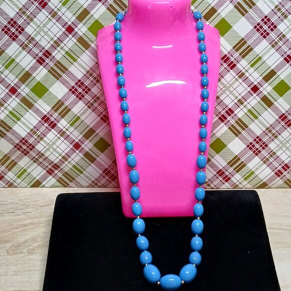 Fashion Vintage Chunky Blue Beaded Necklace Jewelry #74 - Picture 2 of 8